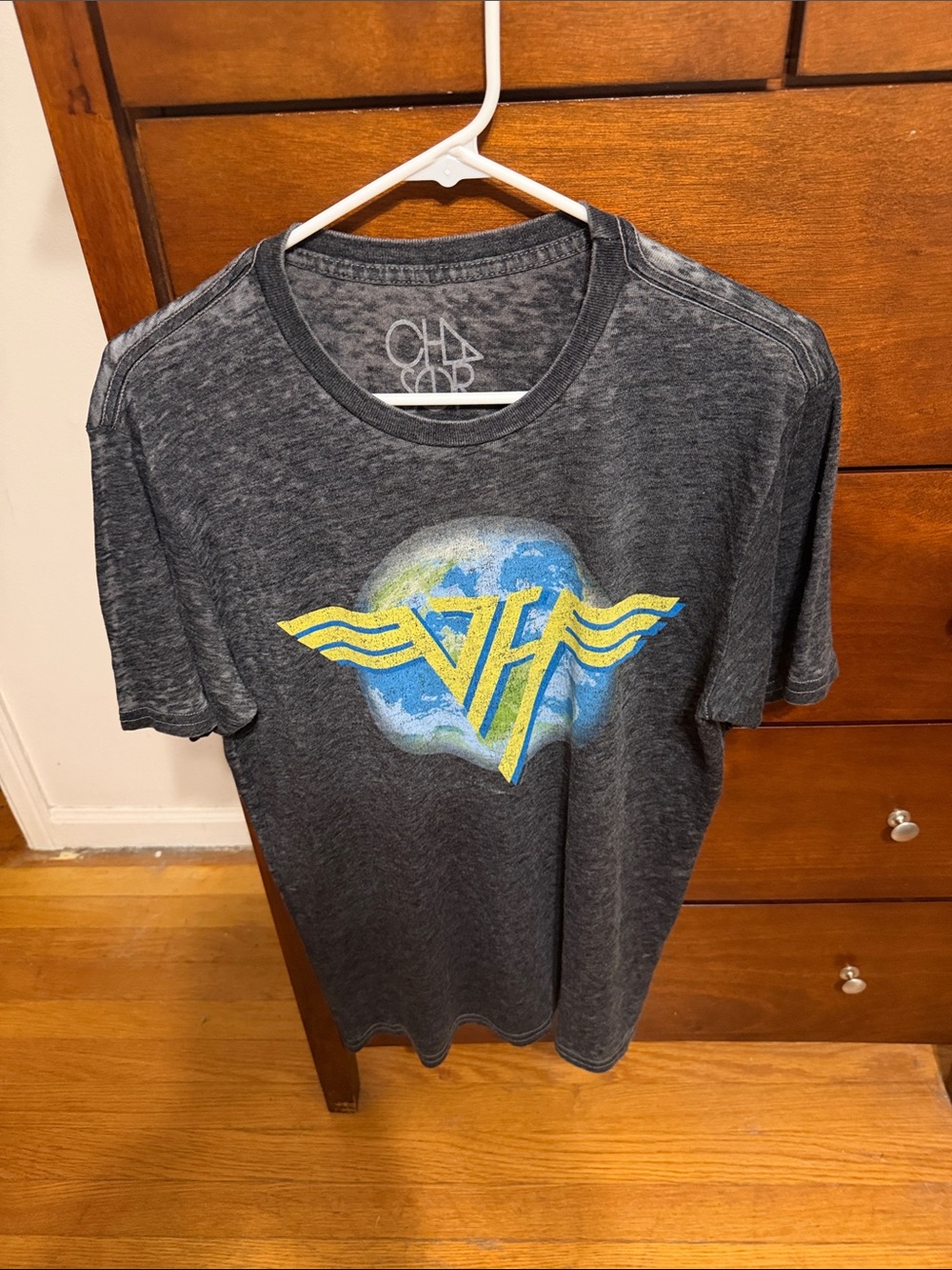 Chaser Men's Charcoal Van Halen Concert Stye Shirt